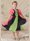 Black And Green Colour Ree CHILDREN stylish Party Wear Georgette Soft embroidery mirror work Frock Girls Wear Collcetion Ree 05